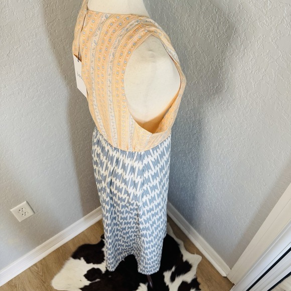 Joie Flippa Geo Print Cotton Midi Dress, Blue/Yellow, Size 10, NWT - Picture 16 of 16